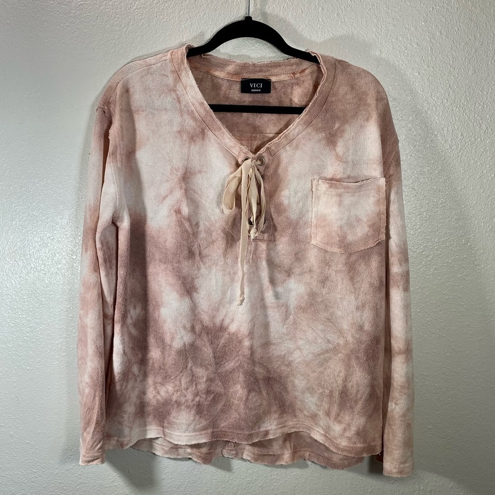 Vici Palm springs knit tie dye pink sweater size M